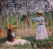 Claude Monet Suzanne Reading and Blanche Painting by the Marsh at Giverny Sweden oil painting artist